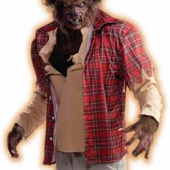 Hurly-Burly Werewolf Shirt With Hair Halloween