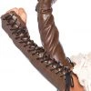 Leg Avenue Faux Leather Brown Steampunk Lace-up Gloves
