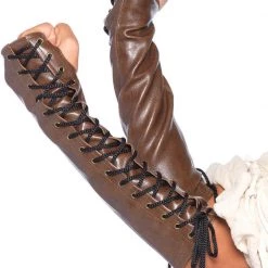 Leg Avenue Faux Leather Brown Steampunk Lace-up Gloves