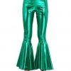 Moo Moo Metallic Green Flared Disco Pants