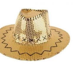 Hurly-Burly Festival Wear Sequinned Gold Cowboy Hat
