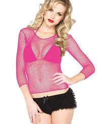 Leg Avenue Festival Wear Hot Pink Long Sleeved Fishnet Top