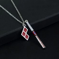 AnneCart Harley Quinn Bat & Diamond Necklace