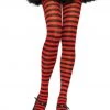 Leg Avenue Hosiery Black And Red Striped Tights