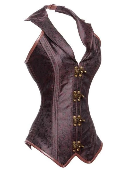 Malltop Brown Halter Steampunk Corset 4 Malltop Brown Halter Steampunk Corset