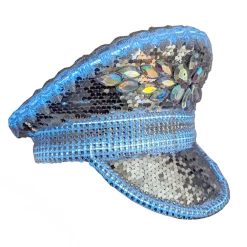 Hurly-Burly Sequin Silver LED Light Up Cap Festival Wear