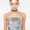 Hurly-Burly Festival Wear Silver Sequin Tube Top