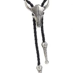 Tie&Tops Silver Bull Skull Bolo Tie