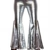 Moo Moo Metallic Silver Flared Disco Pants Festival Wear