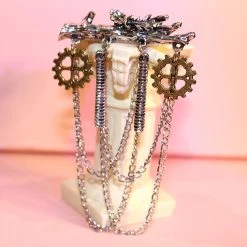 Hurly-Burly (j) Steampunk Brooch Log Mixed Metals