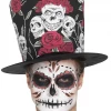 Smiffys Day Of The Dead Skull & Rose Top Hat Costume Accessories
