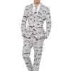 Smiffys Moustache Print Stand Out Suit Printed Suits