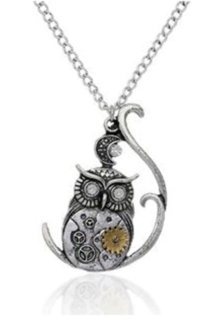 8Seasons Findings Jewellery Steampunk Silver Owl Necklace (D) 3 8Seasons Findings Jewellery Steampunk Silver Owl Necklace (D)