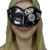 Interalia Silver Black Steampunk Cogs Mask