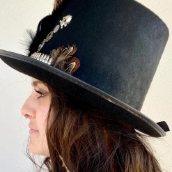 Craft Steampunk Black Feathers & Bullets Hat (TT)