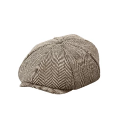Annecart Hats & Headwear Tan Chevron Flat Cap