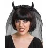 TomFoolery Black Sequin Devil Horns And Veil