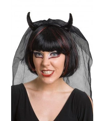 TomFoolery Black Sequin Devil Horns And Veil 3 TomFoolery Black Sequin Devil Horns And Veil