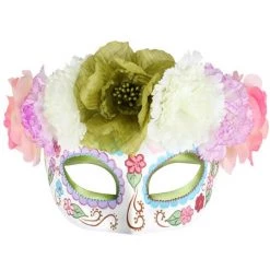 TomFoolery Pastel Floral Day Of The Dead Half Mask Halloween