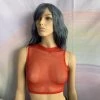 Thailand Cropped Mesh Singlet Red Festival Wear