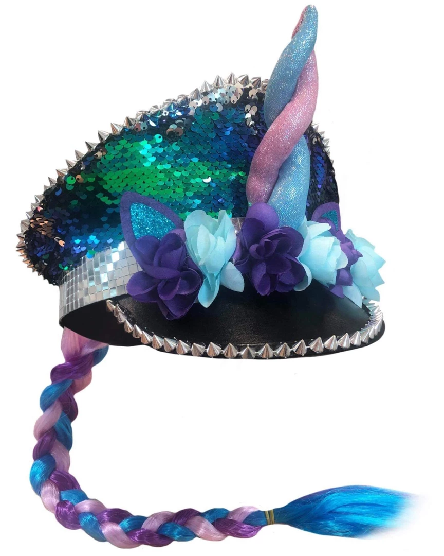 Hurly-Burly Sequin Unicorn Festival Hat With Plait 3 Hurly-Burly Sequin Unicorn Festival Hat With Plait
