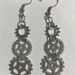 Hurly-Burly Silver Steampunk Cog Earrings (B) Jewellery