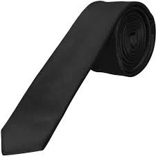 AnneCart Neck Ties Black Satin Skinny Neck Tie