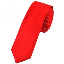 AnneCart Red Satin Skinny Neck Tie Neck Ties