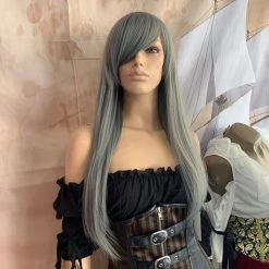 Bell's Wigs Deluxe Long Straight Grey Wig 7 Bell's Wigs Deluxe Long Straight Grey Wig