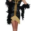 Gold Star 1920's Great Gatsby 1920's Black With Gold Fringe Detail Flapper Costume