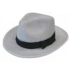 Sweidas White Deluxe Gangster Hat With Black Band 1920's Great Gatsby