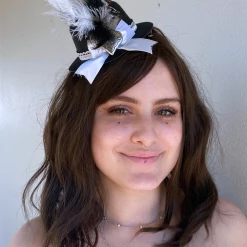 Hurly-Burly Steampunk Mini Hat White Bow And Heart (N)