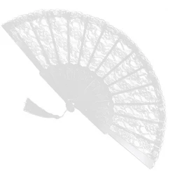 Sweidas Medieval White Lace Fan With Tassel