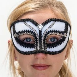 Interalia White Black And Silver Masquerade Mask Costume Accessories