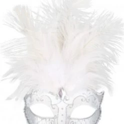 TomFoolery Silver Deluxe Feathered Mask