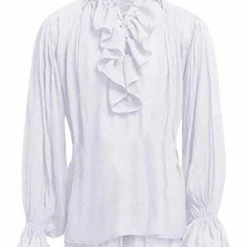 Instyles Men's White Ruffled Pirate Shirt