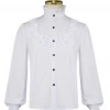 Annecart White Ruffle Neck Button Up Shirt Men's