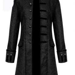 Pakistan Black Jacquard And Velvet Steampunk Jacket