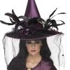 Smiffys Net And Feathers Witch Hat Halloween
